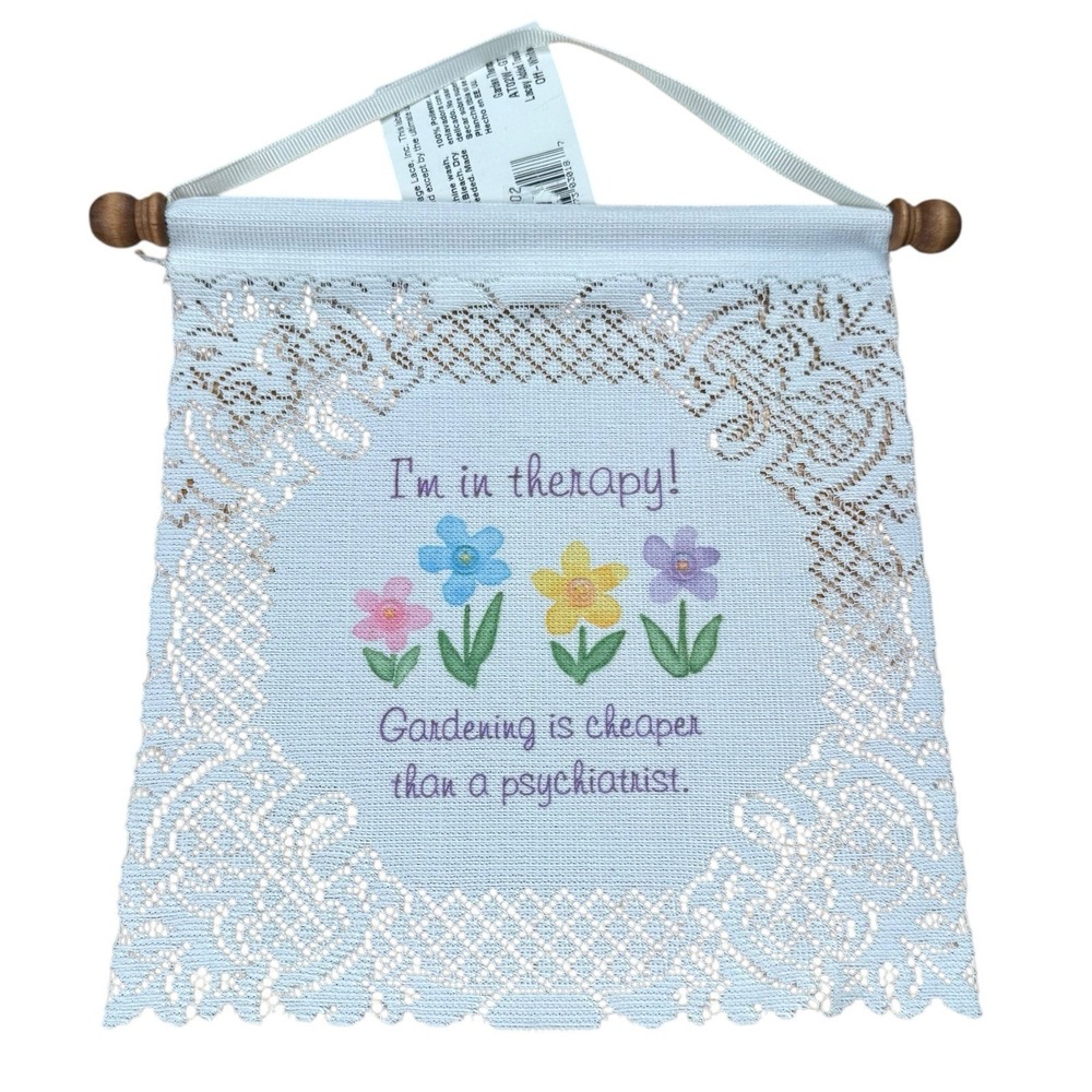 Heritage Lace‎ Garden Therapy Wall Hanging Banner Off-White Floral AT02W-GTH NEW